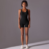 DianDONG Pure color nude feeling skin-friendly sports yoga clothes slim fit stretch T-shirt fitness shorts suit for women