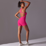 DianDONG Pure color nude feeling skin-friendly sports yoga clothes slim fit stretch T-shirt fitness shorts suit for women