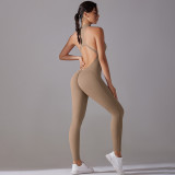 DianDONG Pure color nude feeling skin-friendly sports yoga clothes slim fit stretch T-shirt fitness shorts suit for women