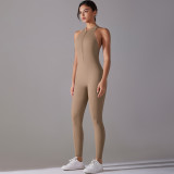 DianDONG Pure color nude feeling skin-friendly sports yoga clothes slim fit stretch T-shirt fitness shorts suit for women