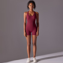DianDONG Pure color nude feeling skin-friendly sports yoga clothes slim fit stretch T-shirt fitness shorts suit for women