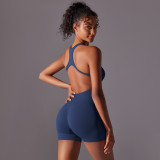 DianDONG Pure color nude feeling skin-friendly sports yoga clothes slim fit stretch T-shirt fitness shorts suit for women