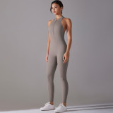 DianDONG Pure color nude feeling skin-friendly sports yoga clothes slim fit stretch T-shirt fitness shorts suit for women
