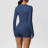 DianDONG Pure color nude feeling skin-friendly sports yoga clothes slim fit stretch T-shirt fitness shorts suit for women