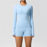 DianDONG Pure color nude feeling skin-friendly sports yoga clothes slim fit stretch T-shirt fitness shorts suit for women