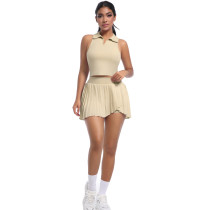 DianDONG Pure color nude feeling skin-friendly sports yoga clothes slim fit stretch T-shirt fitness shorts suit for women