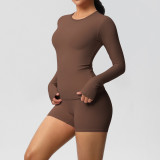 DianDONG Pure color nude feeling skin-friendly sports yoga clothes slim fit stretch T-shirt fitness shorts suit for women
