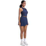 DianDONG Pure color nude feeling skin-friendly sports yoga clothes slim fit stretch T-shirt fitness shorts suit for women
