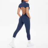 DianDONG Pure color nude feeling skin-friendly sports yoga clothes slim fit stretch T-shirt fitness shorts suit for women