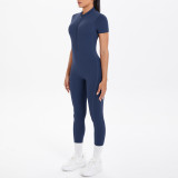DianDONG Pure color nude feeling skin-friendly sports yoga clothes slim fit stretch T-shirt fitness shorts suit for women