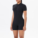DianDONG Pure color nude feeling skin-friendly sports yoga clothes slim fit stretch T-shirt fitness shorts suit for women
