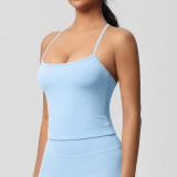 DianDONG Pure color nude feeling skin-friendly sports yoga clothes slim fit stretch T-shirt fitness shorts suit for women