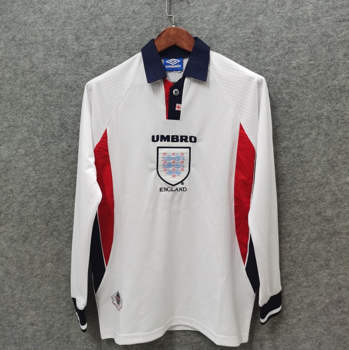 England 1998 retro classic L/S home soccer jersey