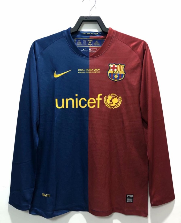 Barcelona 08/09 UCL Final Home Long Soccer Jersey