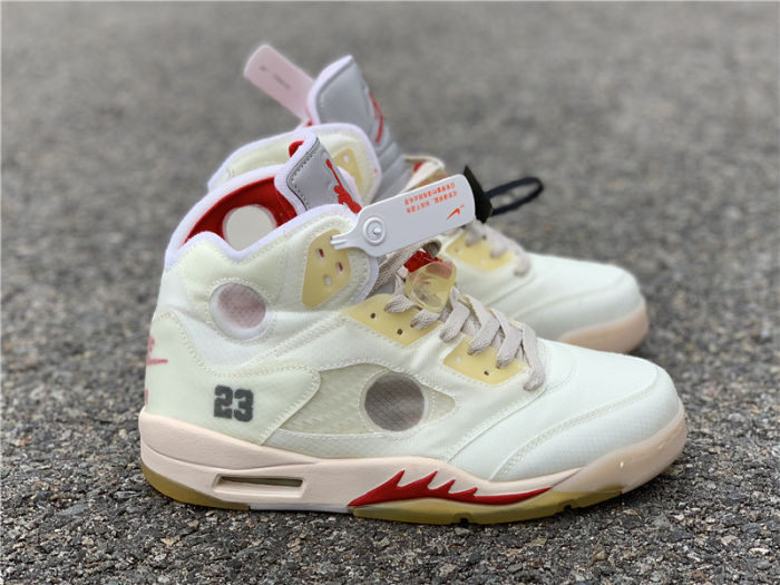 OFF-WHITE x Air Jordan 5 Cream by shootjerseys