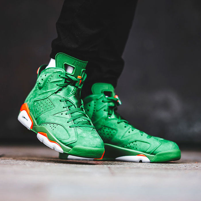Nike Air Jordan 6 Gatorade AJ6 Green Suede Men's Basketball Shoes Outdoor Sneakers Wear Resistant Cozy Footwear 2018 New AJ5986