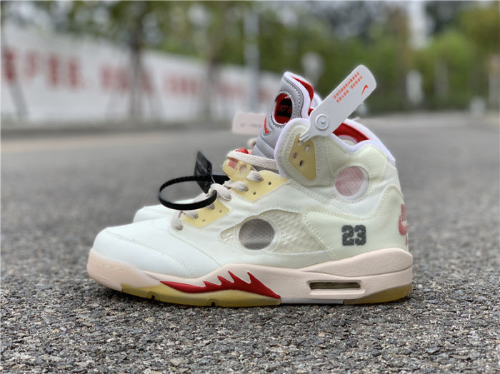 OFF-WHITE x Air Jordan 5 Cream by shootjerseys