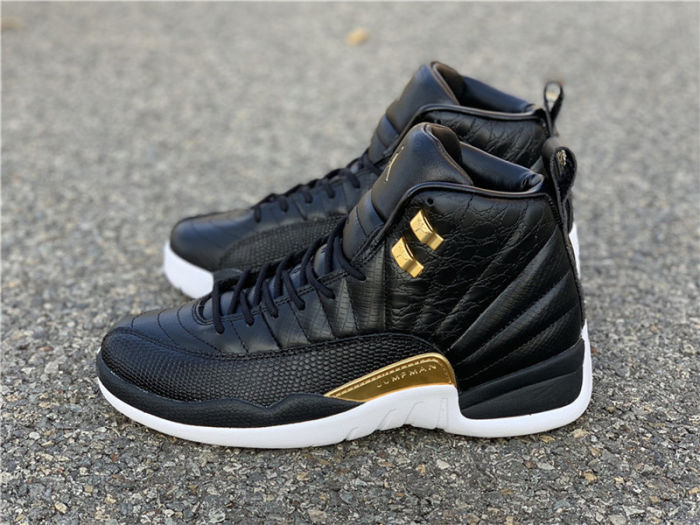 Air Jordan 12 Retro   Black Metallic Gold White  by shootjerseys