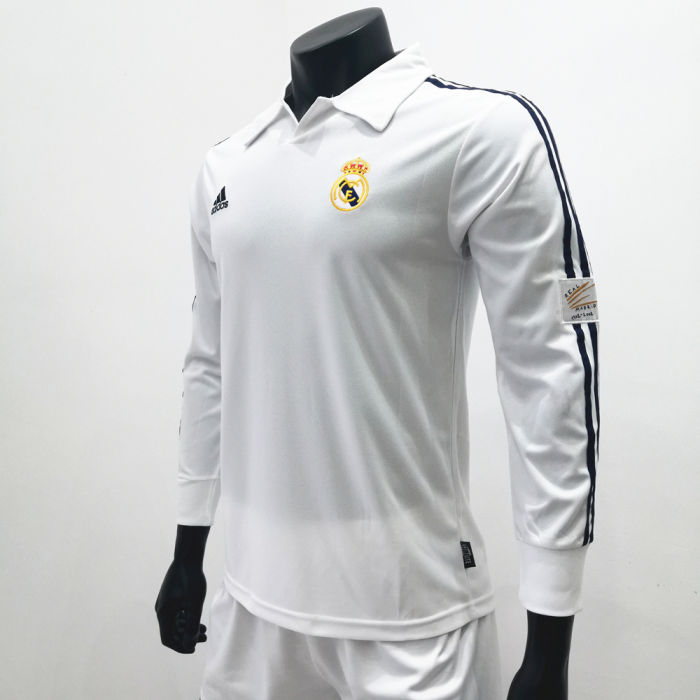 Real Madrid 2001/2002 Home LS Retro Soccer Jerseys