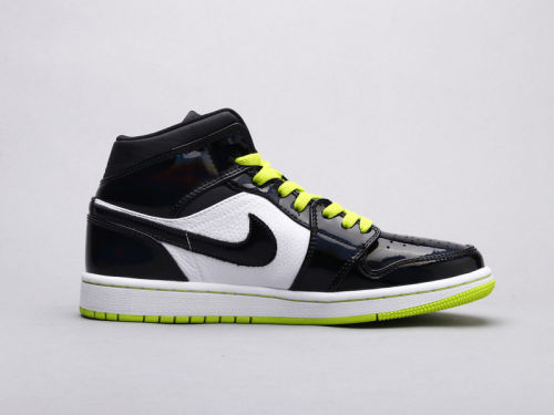 NIKE Air Jordan 1 mid Black green patent leather by aclotzone