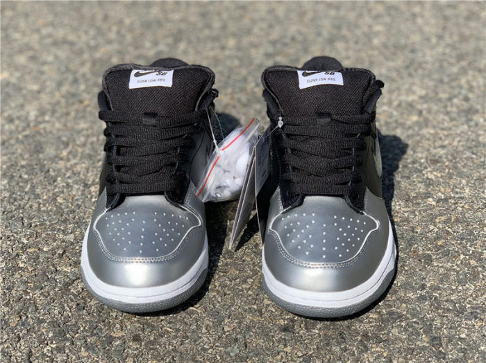 Supreme x Nike SB Dunk Low Metallic Silver by shootjerseys