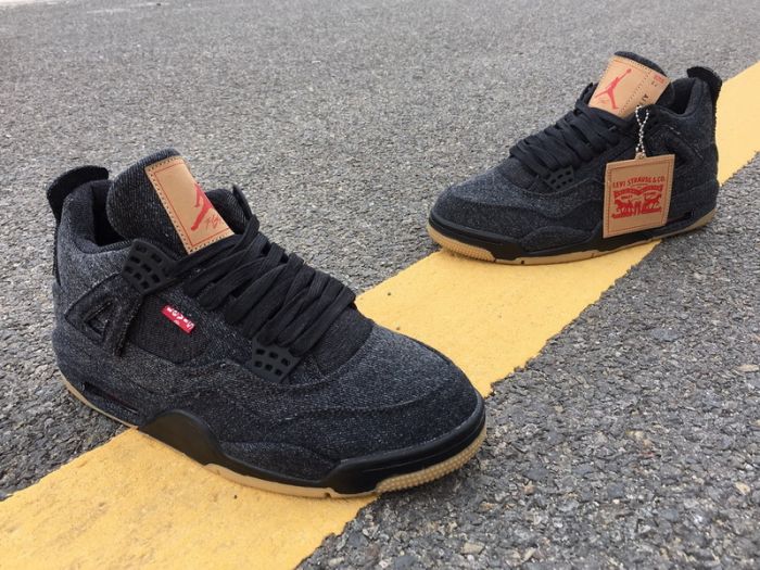 Levi's x Air Jordan 4 “Black” by shootjerseys
