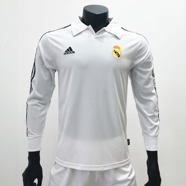 Real Madrid 2001/2002 Home LS Retro Soccer Jerseys