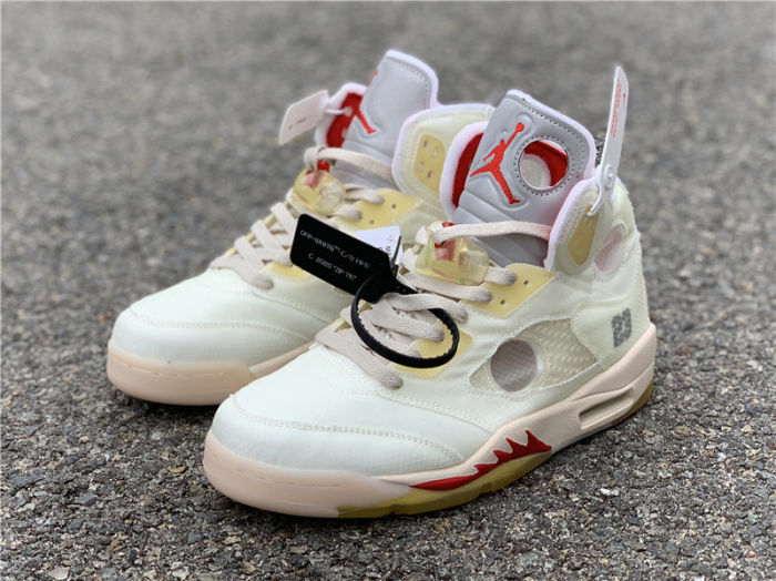 OFF-WHITE x Air Jordan 5 Cream by shootjerseys