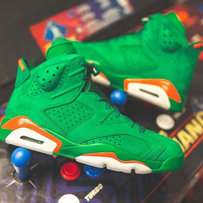 Nike Air Jordan 6 Gatorade AJ6 Green Suede Men's Basketball Shoes Outdoor Sneakers Wear Resistant Cozy Footwear 2018 New AJ5986