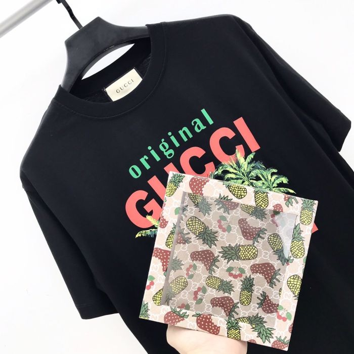 2020 New Summer GUGU Rainforest fashion T-shirt with exquisite gift box packaging color: black