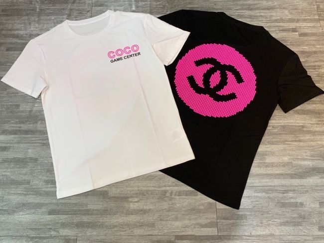 Chanel Chanel short-sleeved, full size return, men and women couples 💑 black and white S M L XL