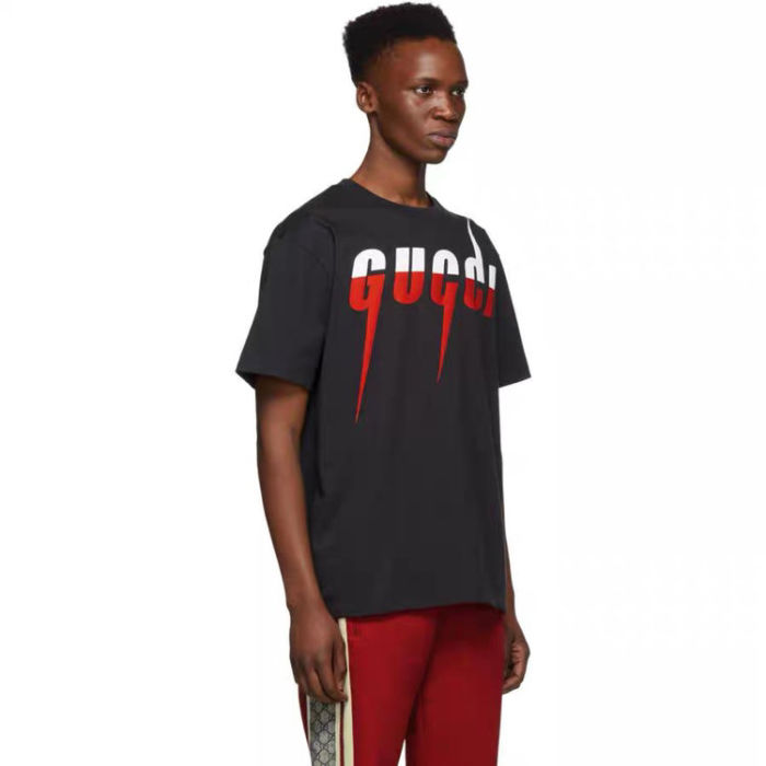 Gucci short sleeve men and women couple💑 black and white M LM XL XXL