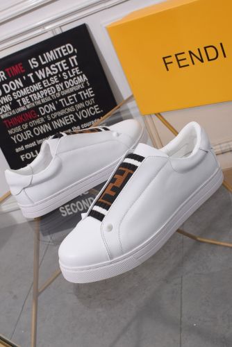 Fendi fashionable leather casual white shoes