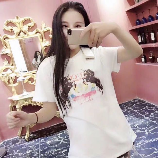 Gucci short sleeve men and women couple💑 black and white S M L XL