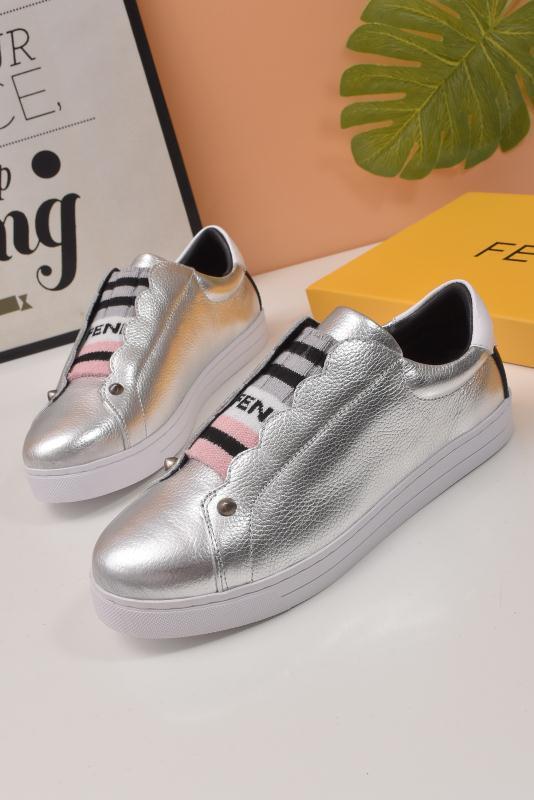 Fendi fashionable leather casual white shoes