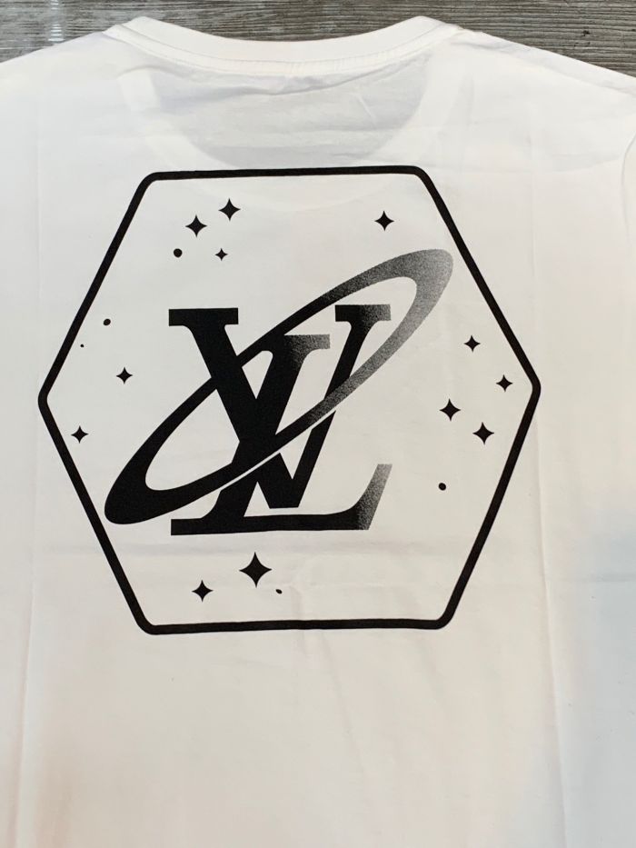 LV short sleeve men and women couples 💑 fabric black and white S M L XL
