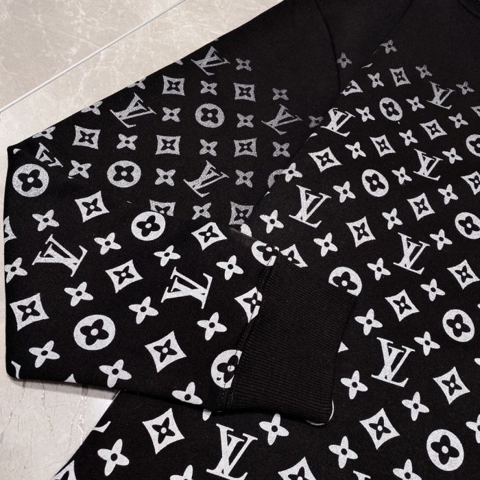Louis Vuitton's autumn/winter 2020 catwalk design features a crew-neck hoodie with a gradual print LOGO