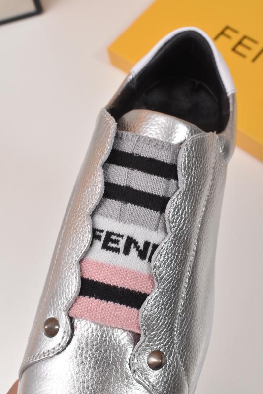 Fendi fashionable leather casual white shoes