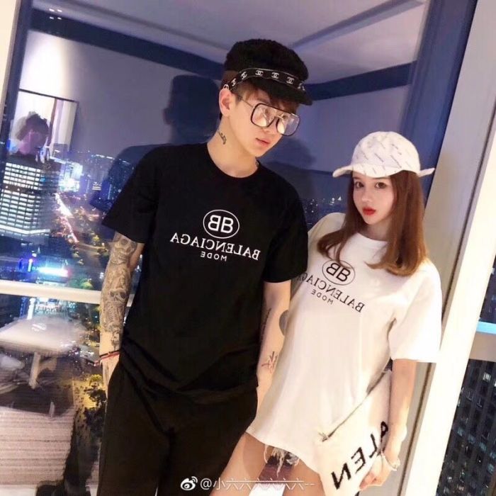 Balenciaga, 2019SS spring and summer new., two-letter pattern BB printed short-sleeved T-shirt, black, white