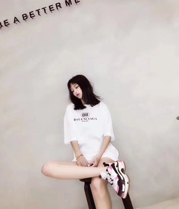 Balenciaga, 2019SS spring and summer new., two-letter pattern BB printed short-sleeved T-shirt, black, white