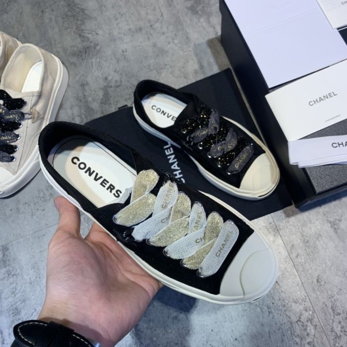 Chanel co branded converse co branded shoes