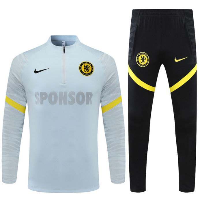 2021-2022 Chelsea light gray half pull training suit plus pants