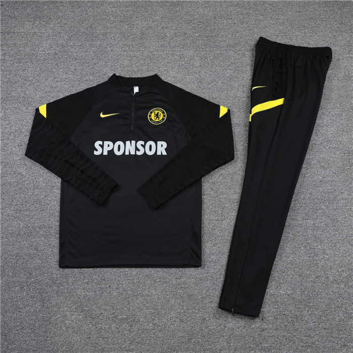 2021-2022 Chelsea black half pull training suit plus pants