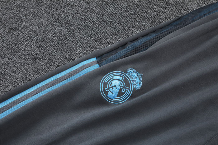 2021-2022 Real Madrid Kids Light Blue Half Pull Training Suit and Pants