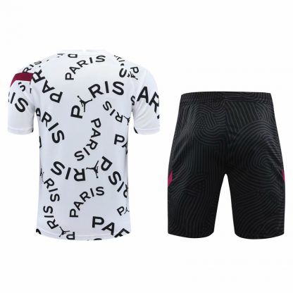 2021PSG Jordan white short sleeve training suit(Shirt + Pant)