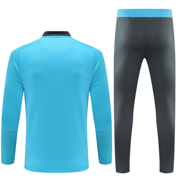 2021-2022 Real Madrid Light Blue Half Pull Training Suit and Pants