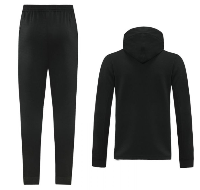 Barcelona Black Green Label Hoodie Hooded Jacket Training Suit Grey (Top + Pant)