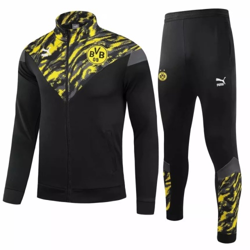 Mens Borussia Dortmund Jacket + Pants Training Suit Black 2021/22