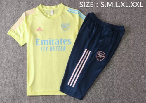 20/21 New Adult Arsenal yellow short sleeve round collar football uniform