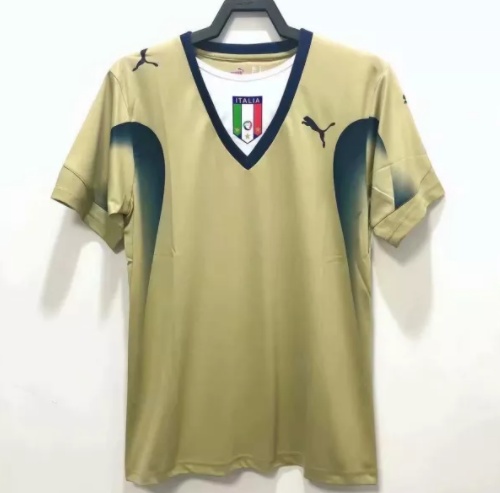 06 Adult Italy gold goalkeeper retro soccer jersey football shirt